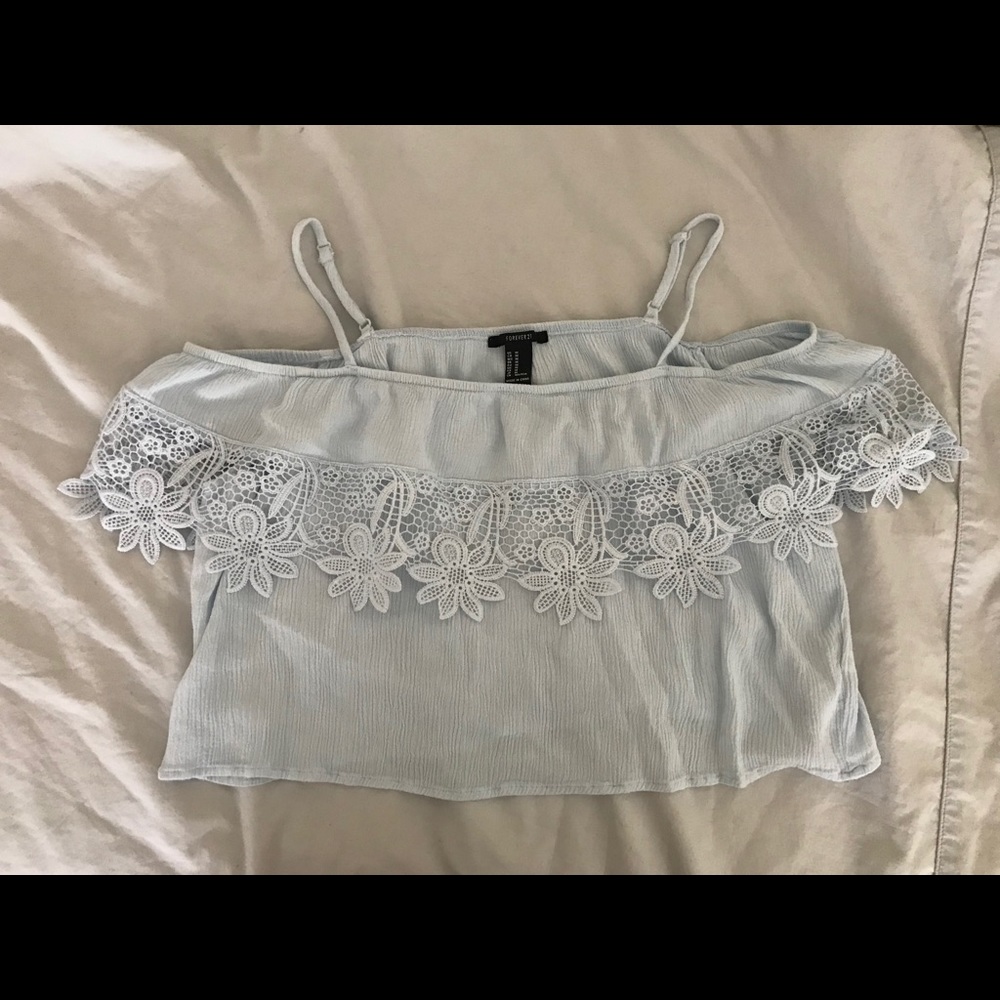 Forever 21 Light Blue Crop Top